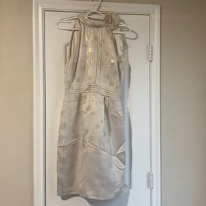 Gold halter type dress. Size 2 wedding guest dress.